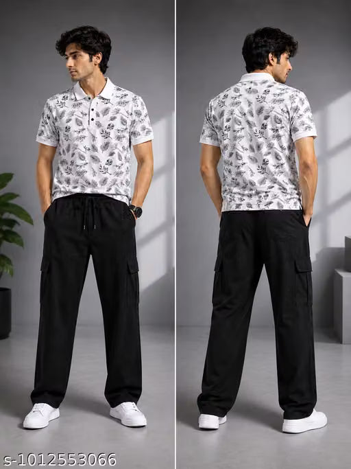 Men Trendy Polo T Shirt with Cargo Pant || Polo Neck T Shirt for Men || Casual Cargo Trouser || Regular Fit Stylish Outfit || Men's Combo Set (Pack of 2)