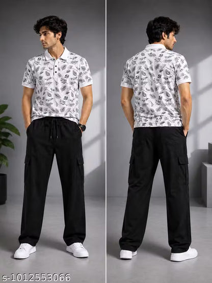 Men Trendy Polo T Shirt with Cargo Pant || Polo Neck T Shirt for Men || Casual Cargo Trouser || Regular Fit Stylish Outfit || Men's Combo Set (Pack of 2)